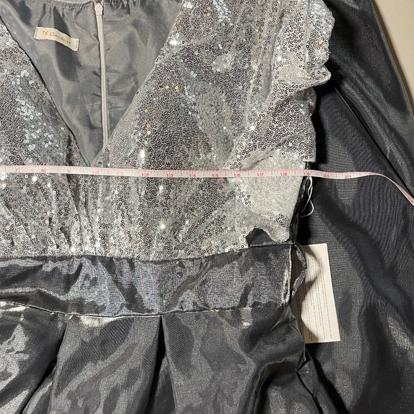TS Couture Ladies Silver Gray Prom, Ball, Formal Maxi Gown. Bling, Glittery NWT - Picture 13 of 16